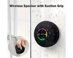 Witte Waterdichte LED Bluetooth Douche Luidspreker met Zuignap - USB Oplaadbaar - Geschikt voor Smartphone, Tablet en PC - IPX-4