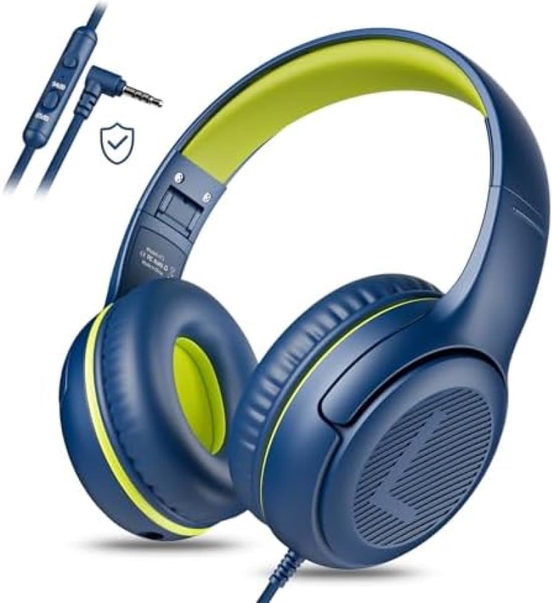 Hoofdtelefoon voor School Peuter Bedraad met Microfoon Blauw Groen shareport Telefoons Tiener Volume Control Vliegtuig Twee Mensen Kinderen Baby's — afbeelding 1