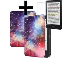 Hoes Geschikt voor Kobo Clara Colour - E-reader Bescherm Hoesje Case Sleep Cover Met Screenprotector - Hoes Geschikt voor Kobo Clara Colour Hoesje - Galaxy