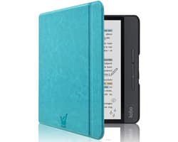 Hoesje geschikt voor Kobo Libra Colour - Book Case Premium Sleep Cover Kunstleer Hoes met Auto/Wake Functie - Blauw