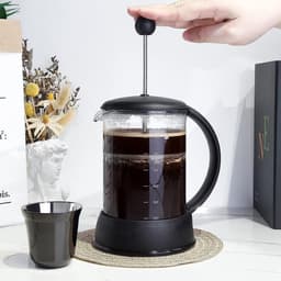 800ml Franse Pers koffiemaker - hittebestendig borosilicaatglas - zwart — thumbnail 2