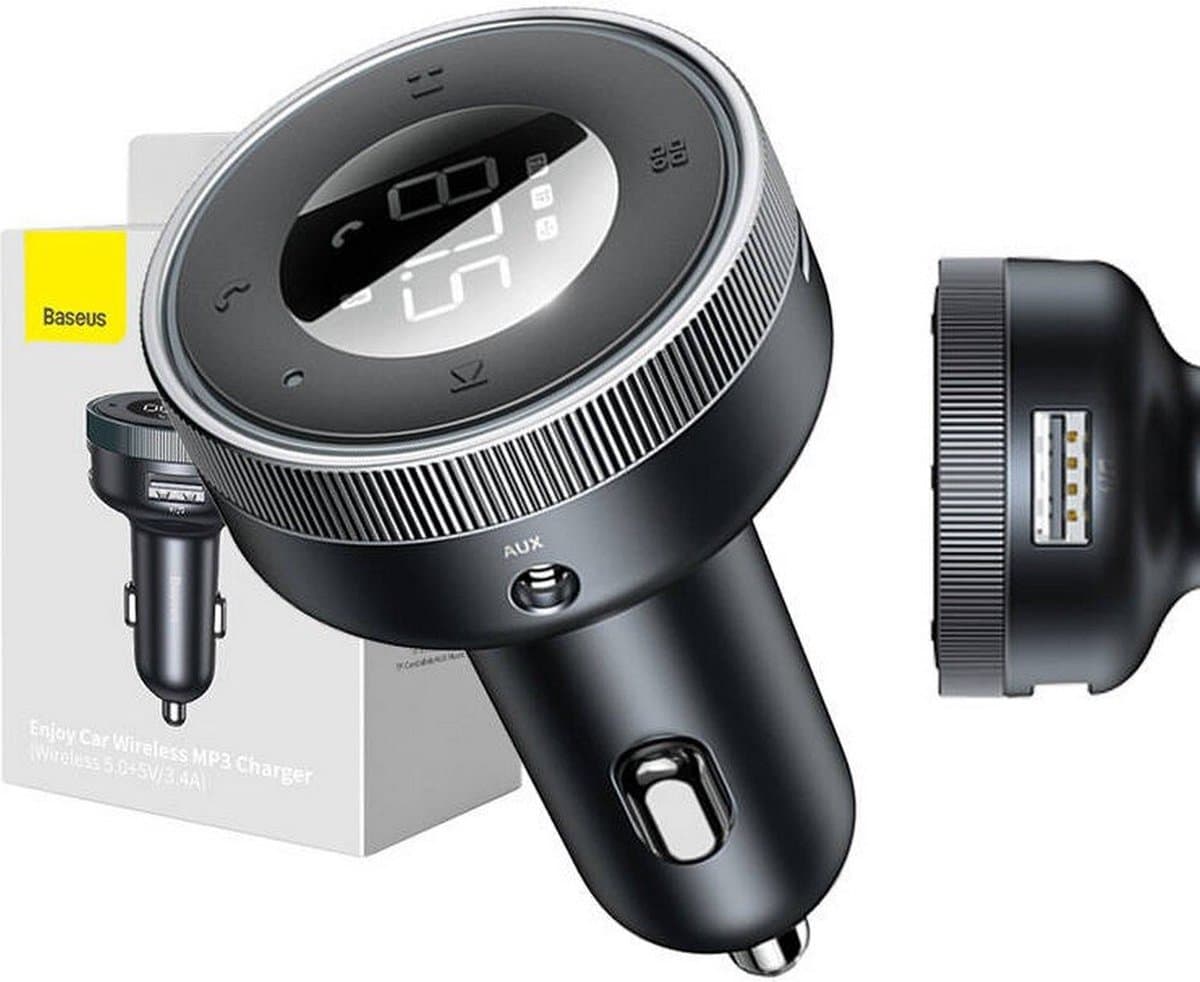 Baseus - FM-transmitter - MP3-speler - LED - 2x USB - Bluetooth - Zwart — afbeelding 1