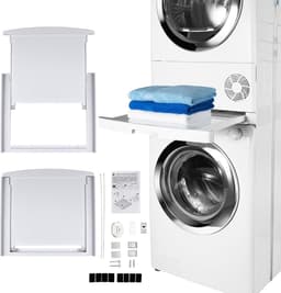 Wasmachine verhoger - Universele stapelset met schuifplateau - Verwijderbare schuifplank - Voor wasmachines met een diepte van 47-62 cm. Wasmachine verhoger — thumbnail 3