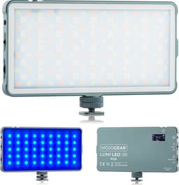 MOJOGEAR Lumi RGB LED-lamp 12W Medium - Stevig metaal - 4000 mAh batterij - Kleur en wit/geel licht - Krachtige lamp voor camera / studio / video - Grijs — thumbnail 1