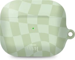 xoxo Wildhearts hoesje geschikt voor AirPods Pro 2 - Pretty Pistache - Matte - Ook als telefoonhoesje verkrijgbaar - schokbestendige case - koptelefoon hoesje - Mat - Beschermhoes met golvende blokjes - Golven - Groen — thumbnail 1