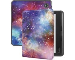Hoes Geschikt voor Kobo Libra Colour - Luxe E-reader Bescherm Case - Hoesje Book Cover - Galaxy