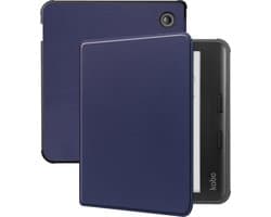 Hoes Geschikt voor Kobo Libra Colour - Luxe E-reader Bescherm Case - Hoesje Book Cover - Donkerblauw