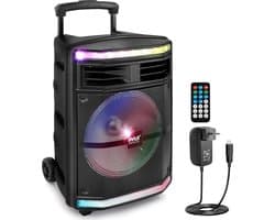 Draagbare Bluetooth Speaker met Wielen - 600W - Oplaadbaar - Feestverlichting - USB/SD Ingang