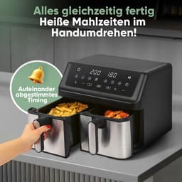 Heteluchtfriteuse met 2 compartimenten voor gelijktijdig koken | 9 liter — thumbnail 3