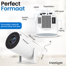 EnjoyGoods® Pro Mini Beamer 2026 – Inclusief Projectiescherm - Alles-in-één – Smart Projector met Android 14, WiFi 6 & Bluetooth 5.4 – 4K Support – WK streamen – Draagbare HD Beamer voor Film & Gaming - Alles‑in‑één Thuisbioscoop — thumbnail 3