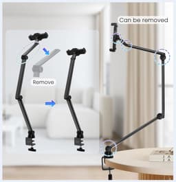 Verstelbare Universele Tablet Standaard - Ultra Lange Metalen Arm voor iPad en Tablets 4,7-12,9 inch — thumbnail 2