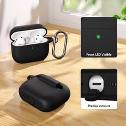 Stootvaste Siliconen Hoes met Karabijnhaak voor AirPods Pro 3 (2025) - Zichtbare LED — thumbnail 3