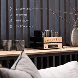 Stereo Buizenversterker 2x25W RMS met Bluetooth en USB - Ideaal voor Plattenspeler en Stereo Installatie — thumbnail 4