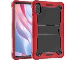 Robuuste Shockproof Case met Ingebouwde Standaard voor iPad Pro 11 inch (2024) - Hybride Beschermhoes Zwart/Rood