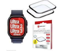 Displex Unbreakable Full Cover Smart Glass Apple Watch Ultra/Ultra2 (49mm), 2-Pack, Ultra/Ultra2-Thin, Edge-to-Edge, Eco Mount, Schermbeschermer, Smartwatch, Transparant, Apple, Apple Watch Ultra/Ultra2 (49mm), Gehard glas