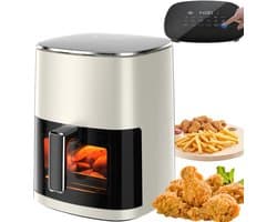 XXL Airfryer 6L met touchscreen, kijkvenster, 12 automatische programma's, vaatwasserbestendig, vetarm en gezond koken, Airfryer voor 3-5 personen, temperatuurregeling 40-200°C, vetvrije frituurpan voor grillen en bakken