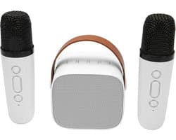 Mini Karaoke Machine, Draagbare Bluetooth Stereo Luidspreker met 2 Draadloze Microfoons, Geschikt voor Kinderen en Volwassenen, Draagbare Microfoon voor Familievergaderingen en Karaoke