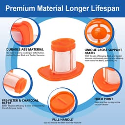 6 stuks - Filterpatronen - Stofzuigerfilters - Vervangingsfilters - Geschikt voor Black & Decker HHVKF10 stofzuiger - Filteraccessoires - Wasbaar - Stofzuigeraccessoires - Oranje — thumbnail 2