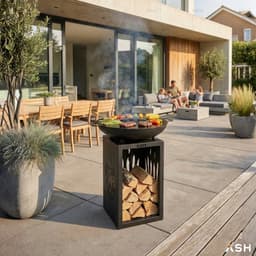 Plancha BBQ – ASH - Glow - Plancha barbecue met grillring – Vuurschaal & Plancha bakken – Zwart — thumbnail 1
