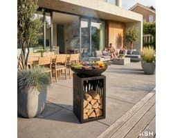 Plancha BBQ – ASH - Glow - Plancha barbecue met grillring – Vuurschaal & Plancha bakken – Zwart
