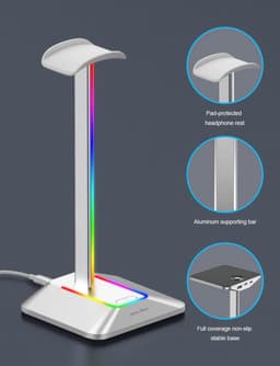 RGB Hoofdtelefoonhouder met USB Type-C Oplader en Gegevensoverdracht - Gaming Accessoires voor Hoofdtelefoons — thumbnail 5