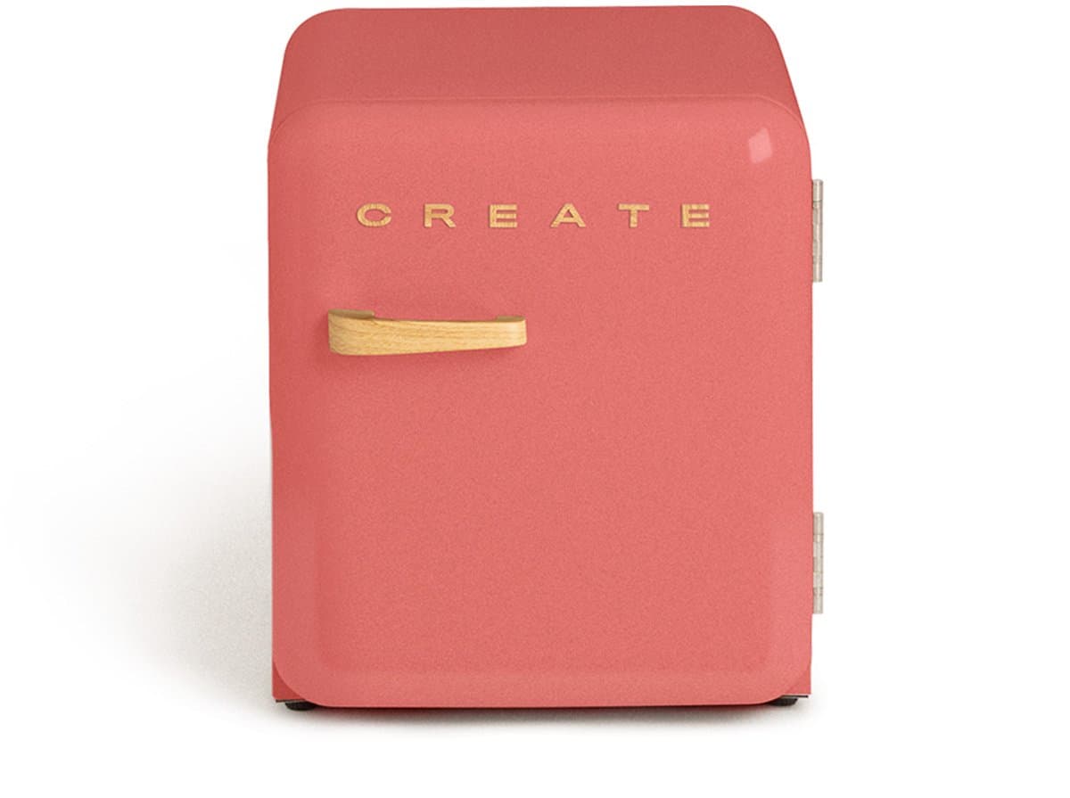 CREATE - Koelkast in retrostijl - Terracotta - Handvat Hout - FRIDGE RETRO 48L — afbeelding 1