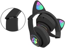 Draadloze Bluetooth Koptelefoon met FM, MP3 & LED Kattenoren–bluetooth koptelefoon–bluetooth headset– Draadloze Koptelefoon voor Kinderen–Led Verlichting –Katten Oortjes–zwart–55640 — thumbnail 2