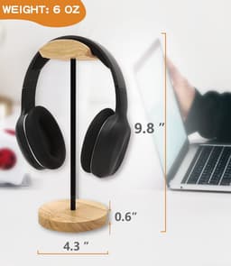 Hoofdtelefoonhouder van Natuurhout en Aluminium - Functionele Oplossing voor Alle Headsets — thumbnail 4