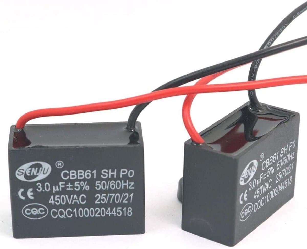2 Stuks CBB61 3uF 450V AC Condensator voor Ventilatoren en Airconditioning — afbeelding 1