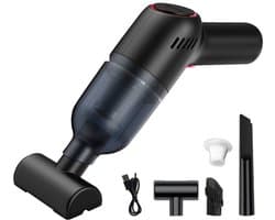 Mini-stofzuiger, draadloos, oplaadbaar, geschikt voor nat en droog gebruik, ideaal voor tapijten, auto's, banken en bedden - Zwart