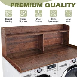 Royxen Wasaanrecht met plank universele pasvorm, wasmachine en droger aanrecht met opslagruimte, plankhoogte 50 cm, walnootkleur — thumbnail 3