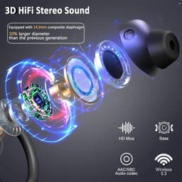 Draadloze Bluetooth-koptelefoon, 5,3 mm koptelefoonaansluiting, stereobas, met ruisonderdrukkende microfoon, waterdicht in-ear ontwerp, geschikt voor laptops, tablets, mobiele telefoons en sportapparatuur. — thumbnail 4
