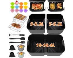 29 Stuks Siliconen Air Fryer Liners Gescht voor Ninja Dual Foodi FlexDrawer AF500EU 10,4L, Cosori 10L Air Fryer Accessoires voor Heteluchtfriteuse, Ninja Siliconen vorm Heteluchtfriteuse Accessoires — afbeelding 1