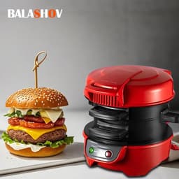 ACEP Ontbijtmaker - 220 V - Rood - Hamburger machine - Hamburgermaker - 800W - Keukenmachine - Contactgrills - Toaster - Sandwich — thumbnail 2