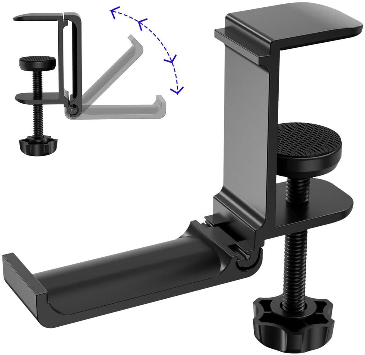 Koptelefoon Standaard – Headset Hanger – Koptelefoon Houder voor onder Bureau – Verstelbare Headset Stand – Hoofdtelefoon Headset Houder Bureau – Universele Koptelefoon Haak - Geschikt om hoofdtelefoons aan op te hangen - Zwart — afbeelding 1