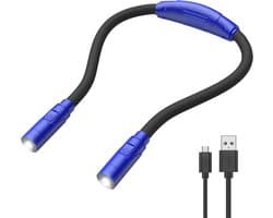 Handvrije LED Leeslamp Bed - 3 Lichtkleuren Dimbaar - Flexibele Armen - 160u Batterij - Voor Lezen, Breien, Kamperen