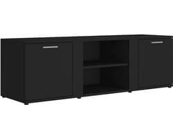 TV-kast 120 cm zwart multiplex met 2 deuren en open compartimenten