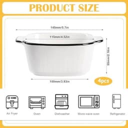 Set van 4 Kleine Keramische Ovenschalen voor Airfryer en Oven - 400 ml, Vierkante Bakvormen — thumbnail 6