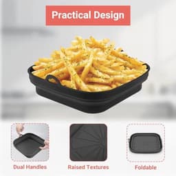 Siliconen Airfryer Pannen en Baklinern voor Herbruikbare Frituurmand - Vouwbare Tray Rack Accessoires voor Magnetron en Oven — thumbnail 3