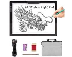 Draadloze A4 LED Lichtpad met Draagtas en Innovatieve Standaard - Traploos Dimbaar