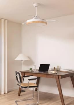 Plafondventilator met Licht en Afstandsbediening, Houtkleurige Design, 108 cm, Stille 40 W Motor, Intrekbare Bladen, 6 Snelheden, Timer en Wifi — thumbnail 5