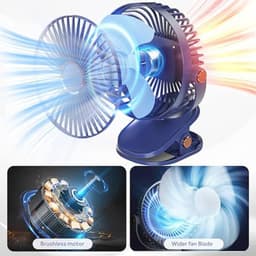 USB Tafelventilator met Clip en LED Licht - Draagbare Bureauventilator met 4000 mAh Accu voor Stil Gebruik in Slaapkamer en Kantoor — thumbnail 2