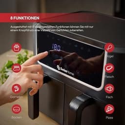 Airfryer 2100W met 2 potten en 8 functies - 3L Led-Touchscreen en Eenvoudige Reiniging — thumbnail 5
