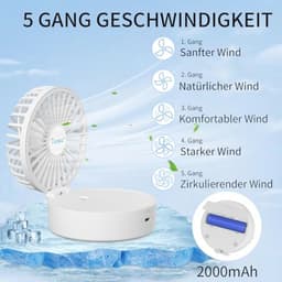 Draagbare Mini Ventilator Met Koele Verneveling - USB Oplaadbaar, 5 Snelheden, Vouwbaar en Geschikt voor Kantoor en Reizen — thumbnail 3