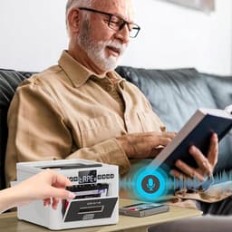 Retro muziekspeler - Bluetooth Speaker - Combispeler - CD speler - 5000mAh Batterij - CD/Cassette/Radio/Bluetooth - Met Afstandsbediening - Voor Binnen & Buiten - Wit — thumbnail 4