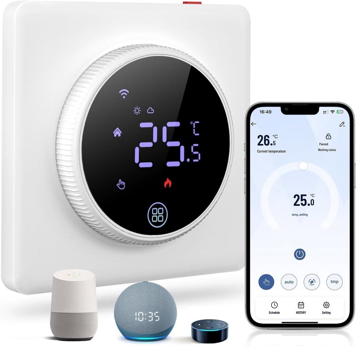 Slimme Thermostaat voor Elektrische Vloerverwarming - Programmeerbaar en Wifi Bediening — afbeelding 1