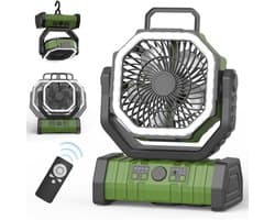 4-Snelheden Kampeerventilator - 20.000mAh Batterij & 270° Rotatie - LED Verlichting & Ophangsysteem - USB Oplaadbaar — afbeelding 1