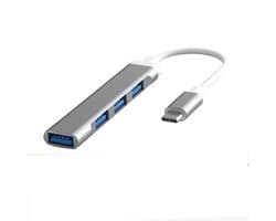 Type-C naar Multi-USB-adapter - 4-poorts miniconverter met Type-C naar Multi-USB-poorten - Slanke aluminium poortsplitter voor MacBook Pro/Air, iMac, Surface Pro, XPS, enz. (1 USB 3.0 + 3 USB 2.0)