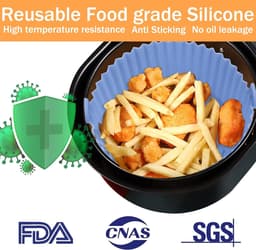 2-pack ronde siliconen bakmandjes Geschikt voor airfryer van 1-3,5 liter, siliconen pannen en kommen voor airfryer, herbruikbare bakplaten, ovenaccessoires (boven 16,5 cm / onder 14 cm) — thumbnail 4