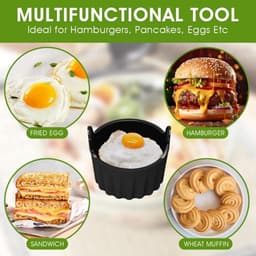 6 stuks - Airfryer accessoires - Airfryer eivorm - Airfryer siliconen bakje - BPA vrij - Geschikt voor alle airfryers - Zwart - 9*9*5.5cm — thumbnail 6